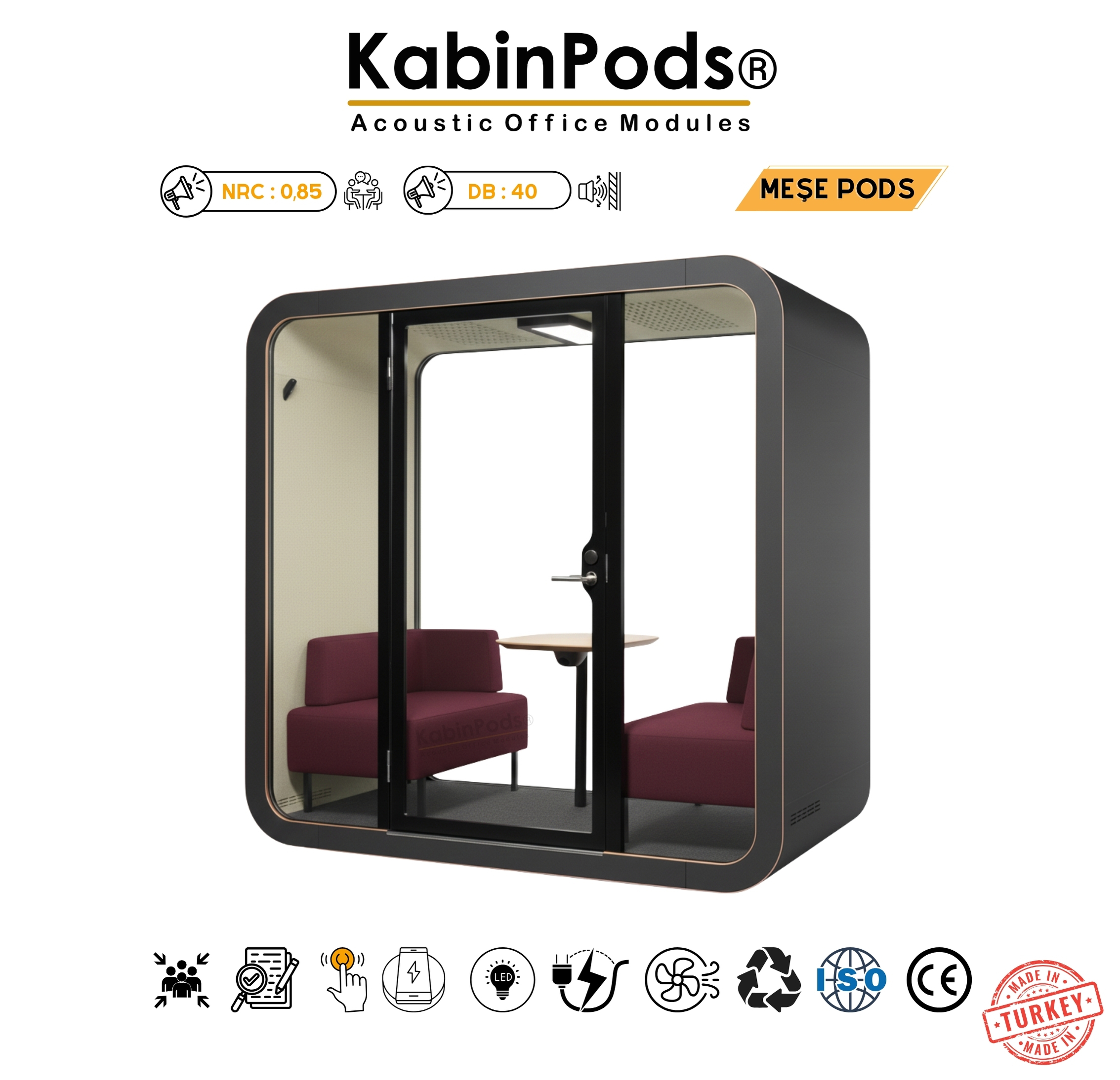 Toplantı Kabini 6 - Modern Ses Yalıtımlı İş Görüşmeleri ve Grup Toplantı Kabini Tasarımları